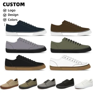 Factory New Customized Logo Men Canvas Sneakers Casual Walking Mens Flats Lace Up Men Canvas Shoes
