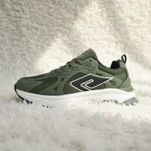 Factory Supply Mesh Synthetic Leather Upper Green Men’s Chunky Sneakers Retro Style Casual Sports Shoes