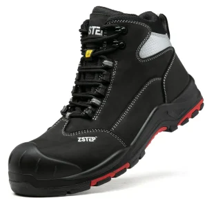 Factory direct Men’s Full grain Cowhide Mid top Safety Shoes Widened Toe Steel Toe Pu Rubber Soleanti smash Shoes Work Boots ESD