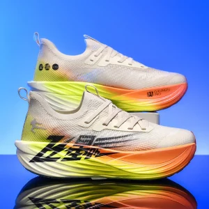 Fashion Carbon Material Women’s Men’s Marathon Sneaker Lightweight Cushioned Shock Breathable Running Shoes for Fitness