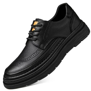 Fashion Derby Leather Men Shoes White Brogue Lace up Solid Simple Dress Business Casual Party Wedding for Man