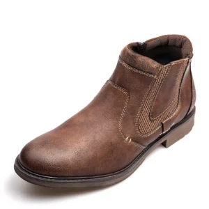 Fashion Height Increasing Snow Men’s PU Leather Resistant Boot Dress Shoes Men Ankle Boots