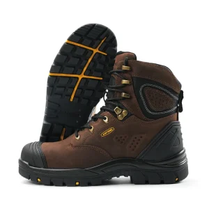 Fashion High Cut Dark Brown Safety Shoes Non Slip Steel Toe Safety Work Shoes for Men