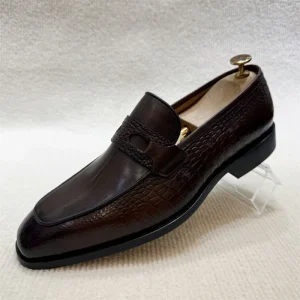 Fashion Loafers Men Dress Shoes Slip-on Point Toe Business Casual Mens Formal Shoe