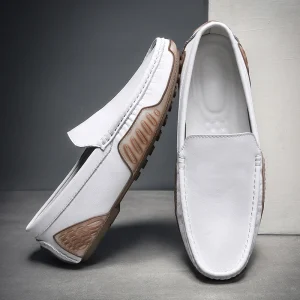 Fashion Loafers Men’s Casual Leather Shoes Big Size Slip-On Flat Shoes Men Dress Shoes Business Formal Work Shoes