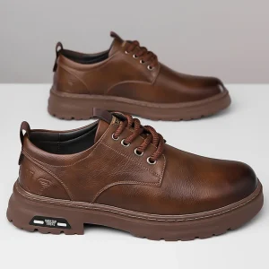 Fashion Men’s Casual PU Shoes Soft Bottom Breathable Non Slip Driving Chunky Style Business Shoes Walking Style Shoes