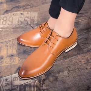 Fashion Men’s Dress Shoes Large Size Business Formal Casual Styles Wedding Lace-up With New Dress Shoes for Men Leather