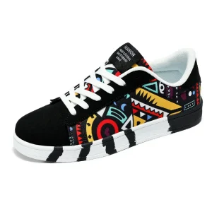 Fashion Personality Printed Breathable Casual Canvas Skate Shoes Lightweight Sporty and Versatile Men’s Shoes