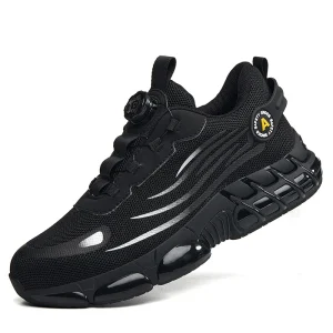 Fashion Rotary Buckle Steel Toe Cap Anti-smash Puncture Proof Work Sneakers Breathable Lightweight Protective Footwear