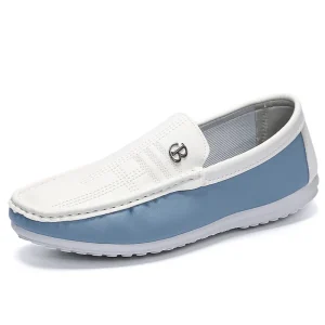 Fashion Trendy Summer Slip-On Soft Soled Boat Shoes PU Leather White Moccasins Dress Men’s Shoes Loafers
