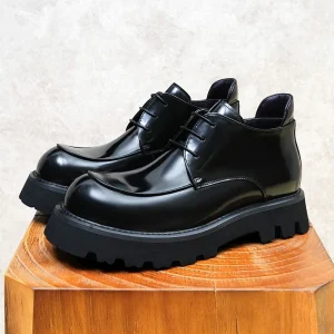 Fashion casual business formal men’s leather shoes handcrafted high-heeled thick-soled genuine leather men’s boots
