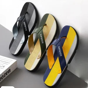 Fashion slip Resistant Hard-Wearing PVC Men’s Flip-flops Casual Outdoors Beach Surfing Open Toe Slippers for Male
