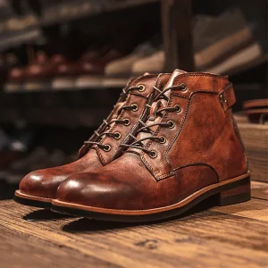 Fashionable European American Style Motorcycle Shoes Oversized Workwear Shoes Plus-size Men’s Casual Formal Shoes