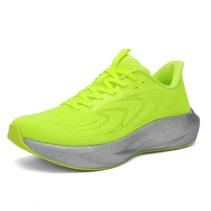 Fashionable Lightweight Solid Men’s Running Shoes Sporty Style Round Toe Anti-Slip Breathable Mesh Lining Lace-Up Spring