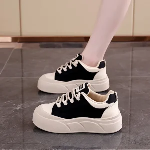 Fashionable platform white sneakers for women new spring style casual student style sneakers with soft sole sports shoes