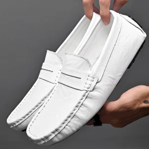 First Layer Genuine Cow Leather Driving Shoes for Men Loafers Size 38-47 Soft and Breathable Spring Summer
