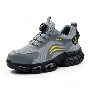 For New Rotary Button Men’s Safety Shoes Breathable Lightweight Anti Smash Anti Puncture Steel Toe Work Boots All