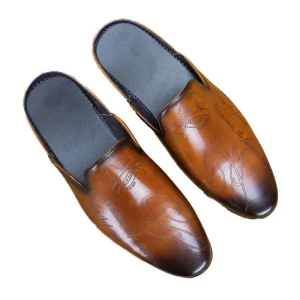 Foreign Trade Cross-Border Men’s Leather Engraved Baotou Slippers & Loafers