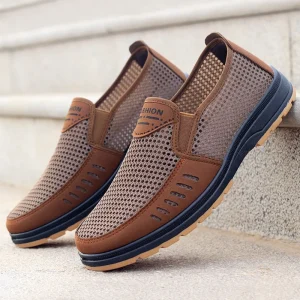 Foreign Trade Large Size Men’s Summer Breathable Casual Dad Shoes Elderly Slip On Mesh Rubber Outsole Shoes