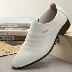 Formal 38-44 Leather EVA Rubber Black Embroidered Pointed Lace Up Closure Lightweight Dress Loafers Men’s Shoes