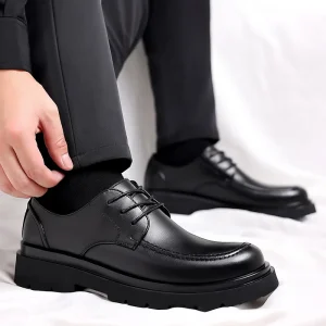 Formal Wear 38 44 Two layer Cowhide EVA Rubber Black Pointed Toe Loafers Comfortable Lightweight Men’s Shoes for Office Wedding