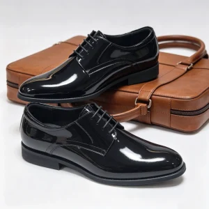 Formal Wedding Shoes for Men Black Patent Leather Oxford Shoes High Gloss Tuxedo Shoes for Groomsmen Party Events