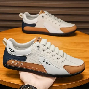 Forrest Gump Men’s New Breathable Leather Surface Casual Shoes Soft Bottom Lightweight Bean Fashion Versatile