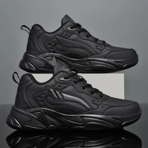 Four Seasons Waterproof Mesh Lace-up Sports Running Shoes Versatile Youth Non-Slip Couple Casual Winter Men’s TPR Outsole
