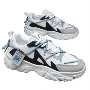 Four season Dad Shoes Men’s Fashion Trendy Breathable Mesh PU Upper Lace up Thick soled Wear resistant Casual Shoes