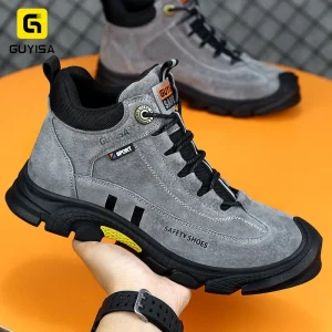 GUYISA Brand Casual Industrial Safety Shoes Non-slip Rubber Sole Anti-stab Anti-steel Toe Work Boot