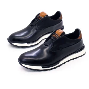 Genuine Cowhide Leather Men’s Sports Casual Shoes Breathable Non-slip Sole Spring Autumn Smooth Upper Elastic Band Sneakers