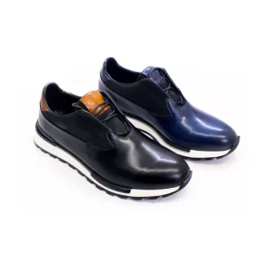 Genuine Cowhide Leather Men’s Sports Casual Shoes Non slip Sole Men’s Leather Shoes Smooth Upper Elastic Band Sneakers