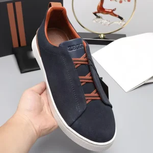 Genuine Leather Cow Leather Men’s Sports Casual Sneakers Lace-Up Breathable Solid Fashion Trend Autumn Comfortable Sheepskin