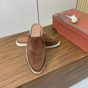 Genuine Leather Frosted Suede Slippers Men’s and Women’s Outdoor Sandals Breathable and Lightweight One Foot Casual Shoes
