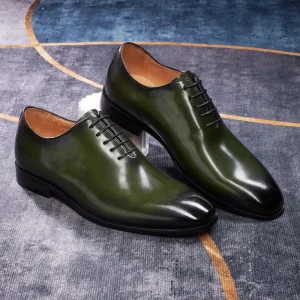 Genuine Leather Lace up Oxford Round Toe Shoes Men’s Dress Shoes for Office Wedding & Formal Occasions Soft Comfort