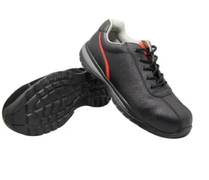 Genuine Leather Lining Steel Toe Composite Toe Lace-up Men’s Work Safety Shoes with Smash Proof Protection for Factory Use
