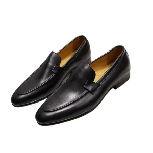 Genuine Leather Pointed Toe Men’s Loafers Slip On Flats Autumn Winter Office & Career