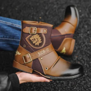 Genuine Leather Rubber Mid Calf Chelsea Boots for Men, 39-48