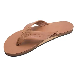 Genuine Leather Sandals Flip Flops Arch Support Men’s Single Layer Leather Slippers