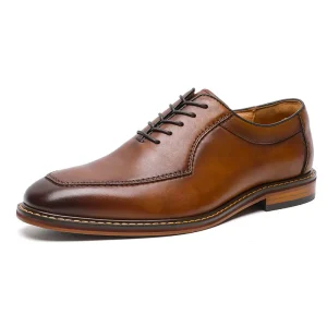 Men’s Retro Oxford Shoes Handmade Business Dress Shoes in Large Size Top Layer Cowhide Leather