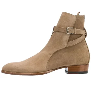 Genuine Leather Suede Boots Men’s High Top Chelsea Boots Winter Pointed Short Casual Leather Handmade Boots