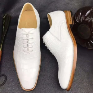 Goodyear Trendy Office Formal Shoes for Men Genuine Crocodile Leather White Wedding Shoes Alligator Luxury Men’s Dress Shoes