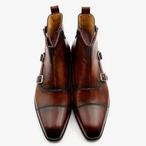 Goodyear Welt Comfortable Ankle Boot Shoes for Men Monk Strap Formal Boots