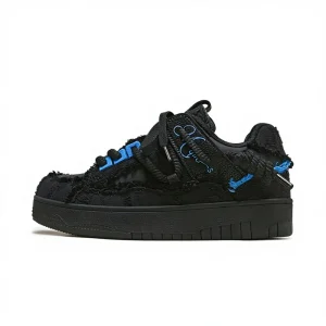 Guangzhou Shoes Destroyed Aesthetic Series Black Warrior Youth Trendy Casual All-Match Low-Top Unisex Lace-Up Skate Shoes Men’s