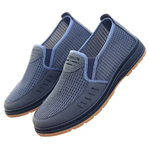 Gum Rubber Out sole Mesh Upper Men’s Summer Breathable Lightweight Flat Walking Shoes Fashion Trend Loafers Anti Slip