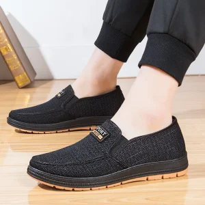 Gum Sole Men’s Cloth Upper Shoes Driving Shoes Casual Walking Style Shoes for Men