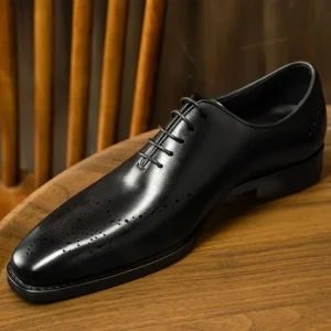 Handmade Full-Grain Genuine Leather Pointed Breathable Oxford Dress Shoes Rubber Outsole EVA for Men Business
