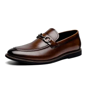 Handmade Genuine Leather Men’s Dress Shoes Oxfords Retro British Style Summer Casual Slip On Loafers Horsebit Height
