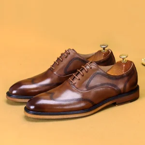 Handmade High Quality Custom Men Original Genuine Leather Shoe Soft Groom Wedding Party Men’s Casual Dress Oxford Office Shoes