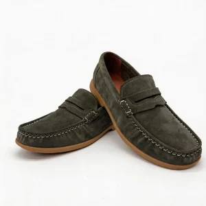 Handmade Lace-up Casual Loafers Formal Men’s Business Shoes Nubuck Leather Rubber Outsole Hand-stitched Toe